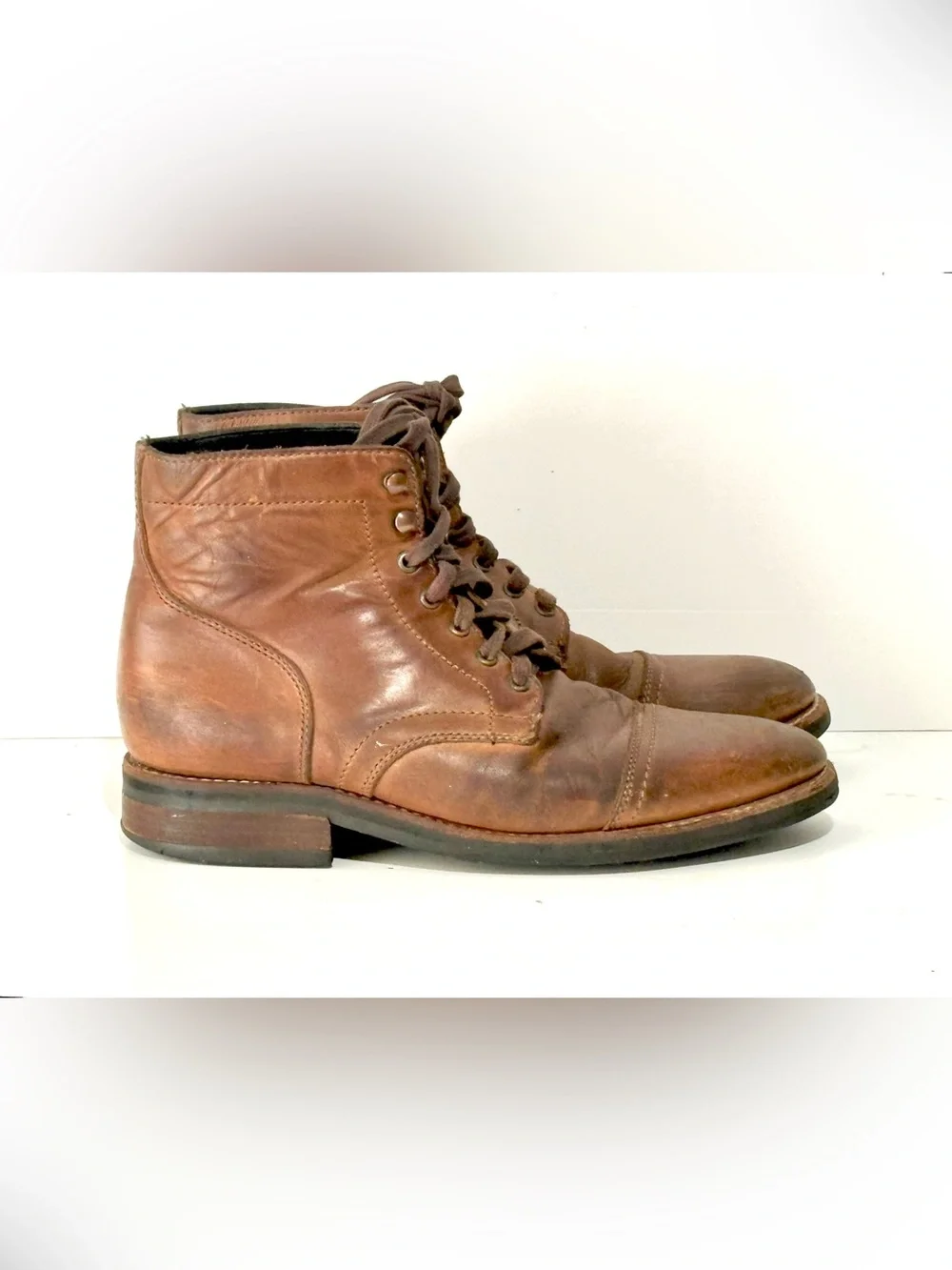 Thursday Everyday Mens Brown Leather Cap Toe Boots Size US 8